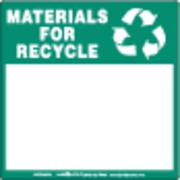 Labelmaster Materials for Recycle Label, Paper, Pk100 RECY69TS Zoro