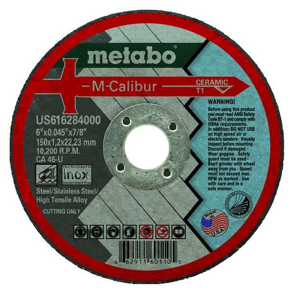 Metabo CutOff Wheel, Ceramic, 6" dia., Type 1 US616284000 Zoro