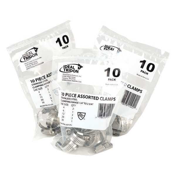 Zoro Select Hose Clamp Assortment, Stainless Steel 671755J Zoro