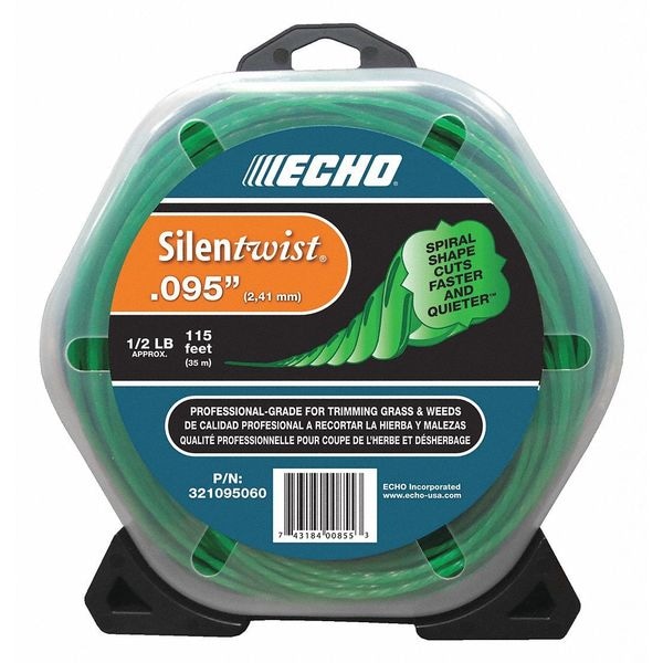 Echo Trimmer Line, 80 ft. L, 0.095" Dia. 321095060 Zoro