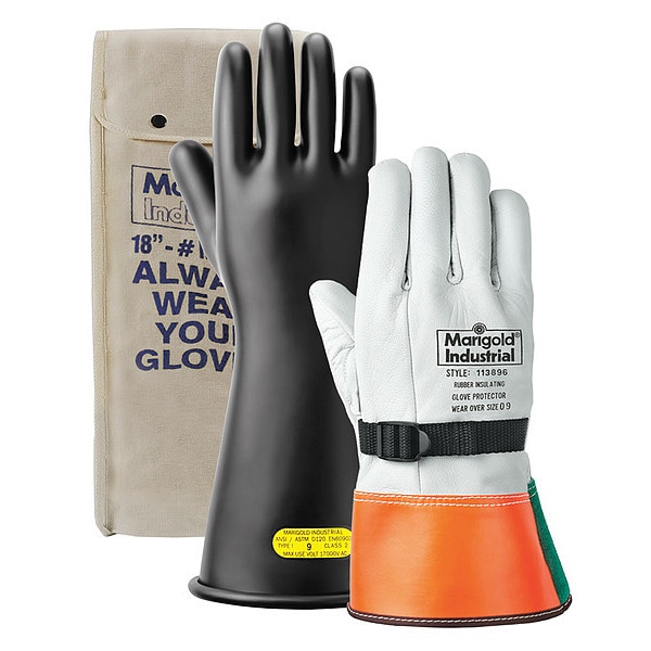 Ansell Electrical Gloves, Size 10, Class 00, PR RIG0011BKIT Zoro