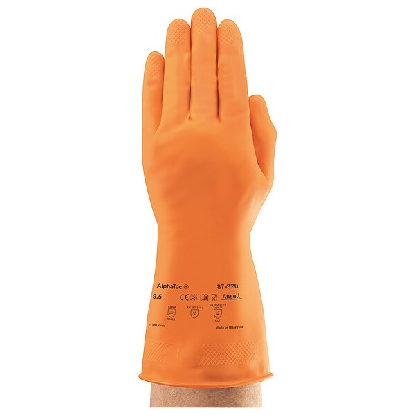 Ansell 12" Chemical Resistant Gloves, Natural Rubber Latex, 81/2, 1 PR