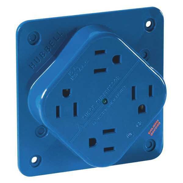 Zoro Select Receptacle, 15 A Amps, 125V AC, Flush Mount, Quad Outlet, 5