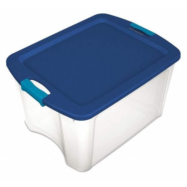 Sterilite Storage Tote, Clear/Blue, Polypropylene, 23 5/8 in L, 18 5/8