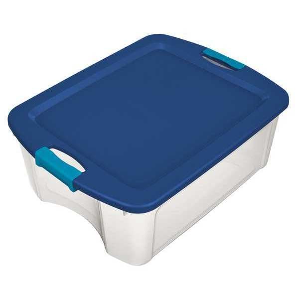 Sterilite Storage Tote, Clear/Blue, Polypropylene, 23 5/8 in L, 18 5/8