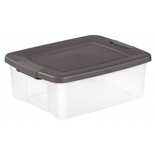 Sterilite Storage Tote, Clear/Gray, Polypropylene, 19 7/8 in L, 15 1/2
