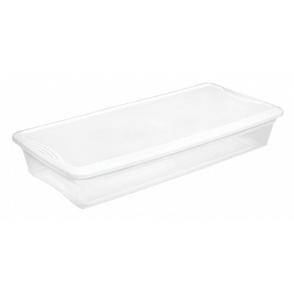 Sterilite Storage Tote, Clear/White, Polypropylene, 34 7/8 in L, 16 5/8