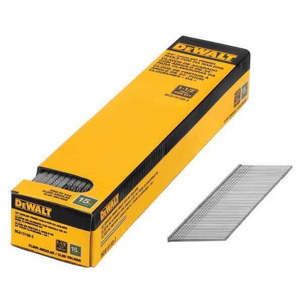 Dewalt Collated Finishing Nail, 11/2 in L, 15 ga, Coated, Flat Head