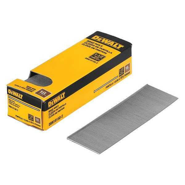 Dewalt Collated Brad Nail, 11/2 in L, 18 ga, Coated, Flat Head