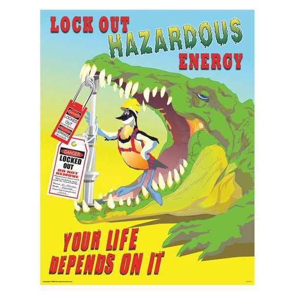 Mancomm Safety Poster, Lockout/Tagout, Paper, 27 in W, 21 in H 31P-021 ...
