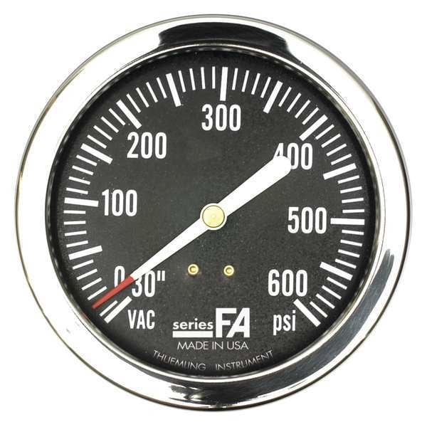 Thuemling Compound Gauge, -30 to 0 to 600 psi, 1/4 in MNPT, Plastic, Black FA-LFP-310-FG