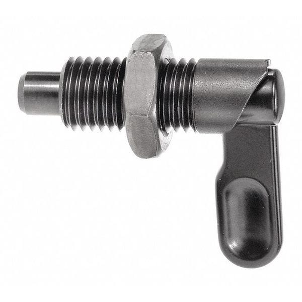 Kipp Indexing Plunger, Cam-Action, D=10, D1= 5/8-11, Steel, Style D, With Locknut, Grip Powder Coated K0348.0710A6