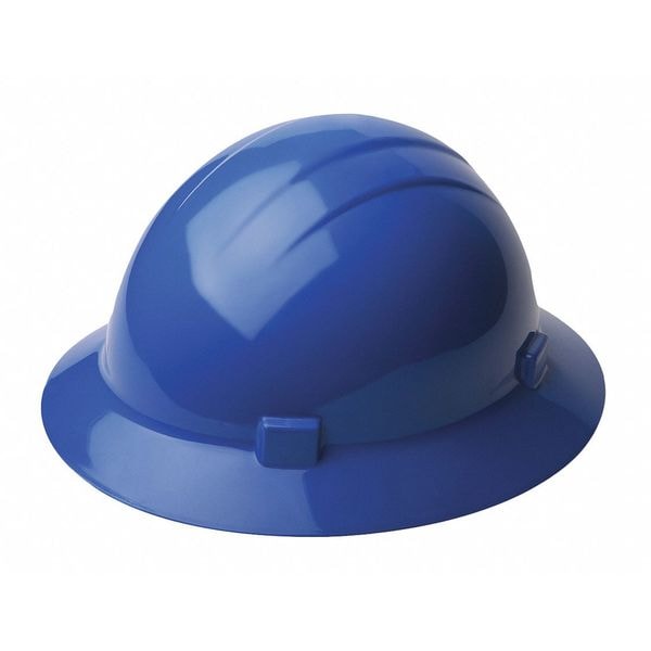 Erb Safety Full Brim Hard Hat, Type 2, Class E, Ratchet (4Point), Blue