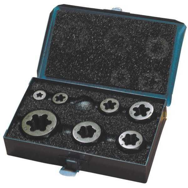 Greenfield Threading 7pc Carbon Steel Hexagon Rethreading Die Set 377