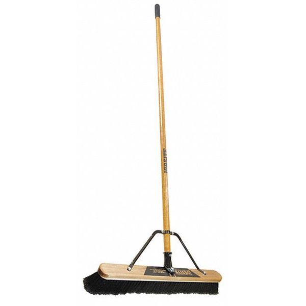 Quickie 24 in Sweep Face Push Broom, Stiff, Synthetic, Black, 60 in L Handle 863HDSU