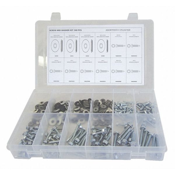 Zoro Select Screw and Washer Assortment SelfDrilling Screw and Washer