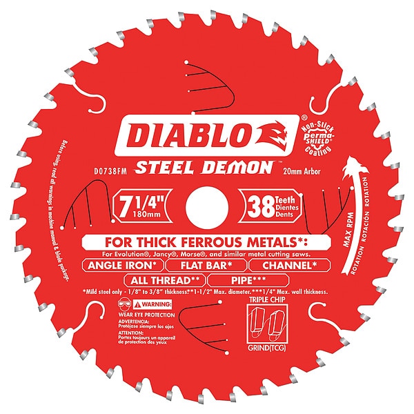 Diablo 38-Teeth Circular Saw Blade, Carbide Tip D0738FM