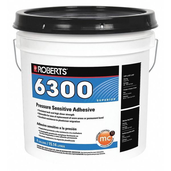 Roberts Floor Adhesive, 6300 Series, Off White, 4 gal, Pail R6300-4