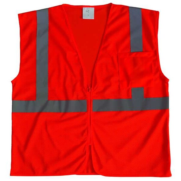 Pioneer High Visibility Safety Vest With Front Zipper & Phone Pocket – Orange, Class 2, Lightweight