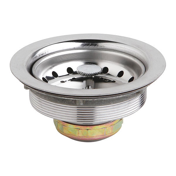 Elkay Sink, 4.4062"SS, SS Fixed Post Strainer D1125 Zoro