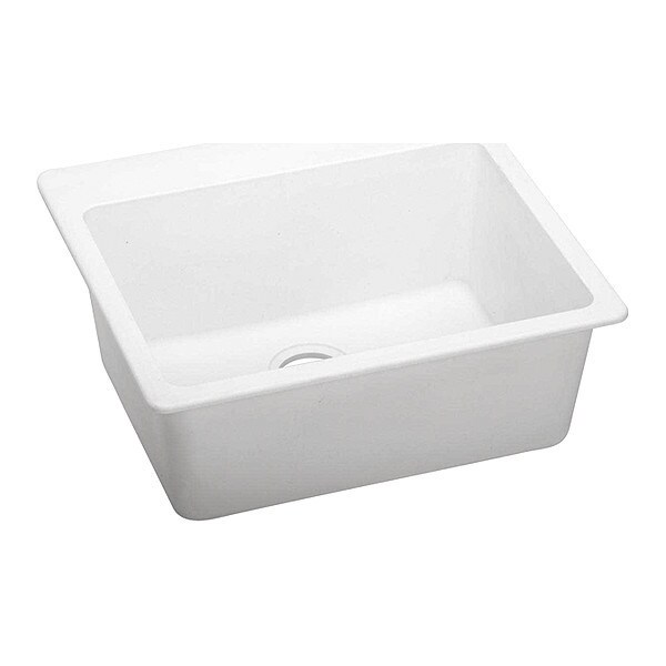 Elkay Sink, DropIn Mount, Prescored for up to 5 Hole, White Finish