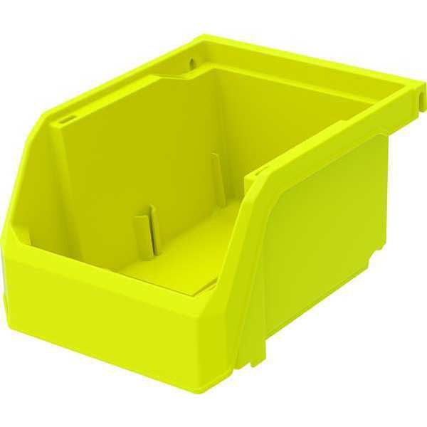 Zoro Select Hang & Stack Storage Bin, Yellow, Plastic, 5 3/8 in L x 4 1/8 in W x 3 in H, 7 lb Load Capacity HSN210YELLOG