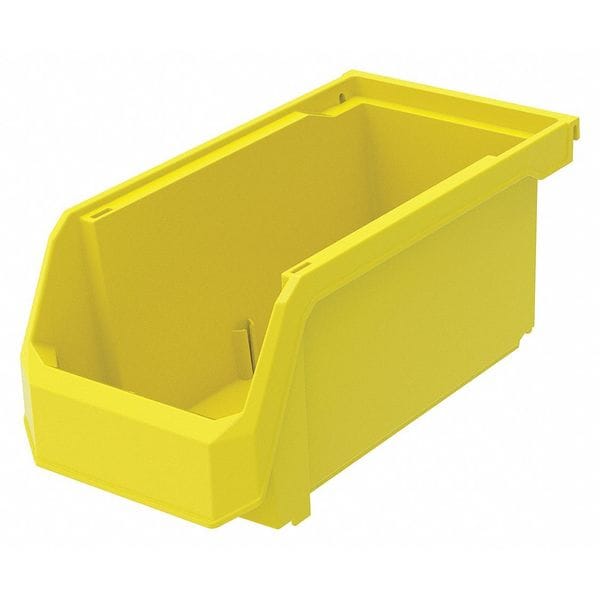 Zoro Select Hang and Stack Storage Bin, Yellow, Plastic, 10 7/8 in L x 5 1/2 in W x 5 in H, 20 lb Load Capacity HSN230YELLOG