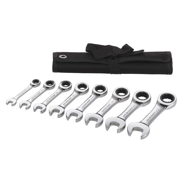 Westward Ratcheting Wrench Set, SAE, 8 pcs. 54DG30 Zoro