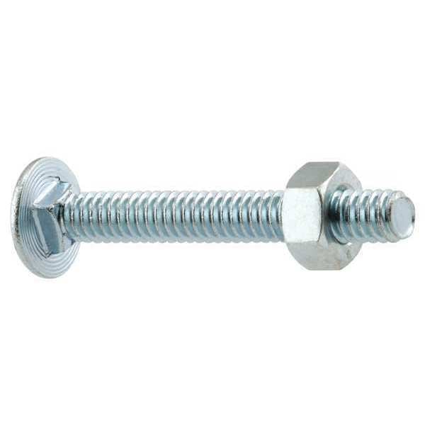 PRIME-LINE Carriage Bolts and Nuts,Steel,Gray,PK12 (GD 52103) | Zoro 