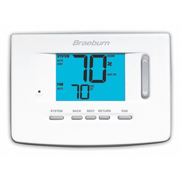 Braeburn NonProgrammable Thermostat, 3 H 2 C, Wall Mount, Hardwired