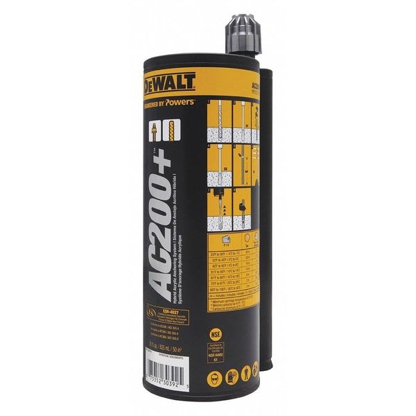 Dewalt AC200+ Structural Anchoring Adhesive, Cartridge, Includes Nozzle