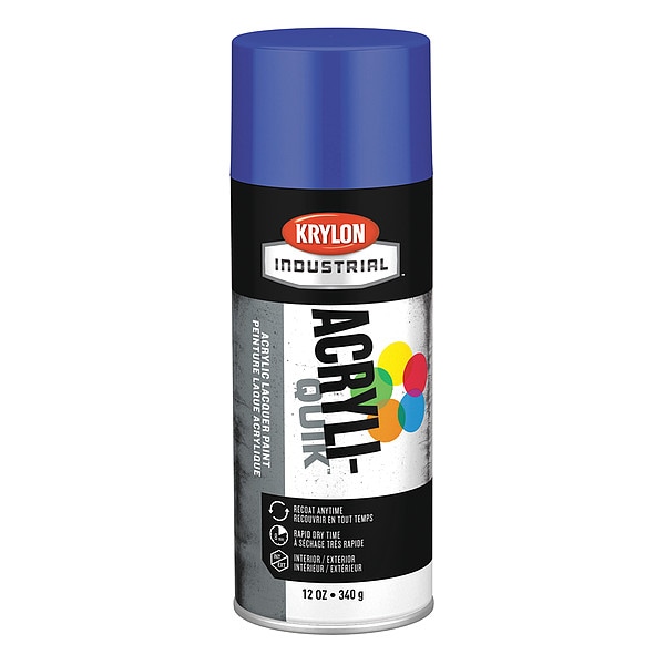 Krylon Industrial Spray Paint, True Blue, Gloss, 12 oz K01910A07 Zoro
