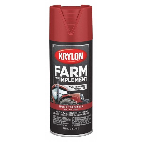 Krylon K01939000 7.28 Spray Paint, Massey Ferguson Red, High Gloss, 12
