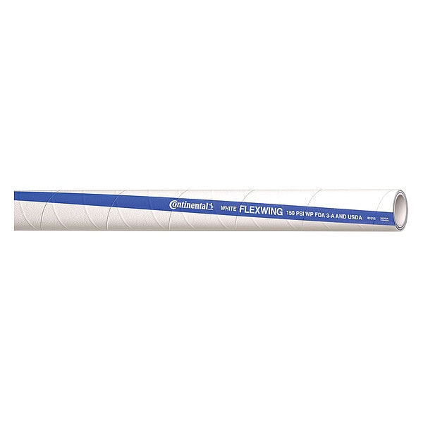 Continental Food Hose, 1" ID x 10 ft., White FTH10010G Zoro