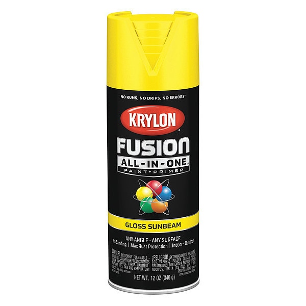Krylon Rust Preventative Spray Paint, Sunbeam Yellow, Gloss, 12 oz