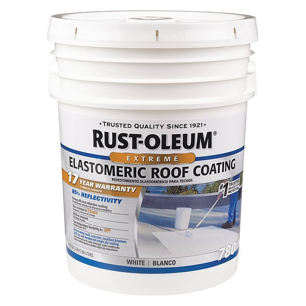 RustOleum Elastomeric Roof Coating, 4.75 gal., White, Dry Time 2 to