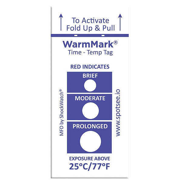 Warmmark Temperature Indicator Label, Heat, PK100 WM 25/77