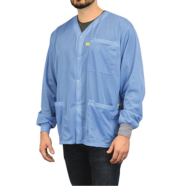Scs Disposable Lab Coat, Nylon, Snaps Closure, Blue, XS 770100 - main