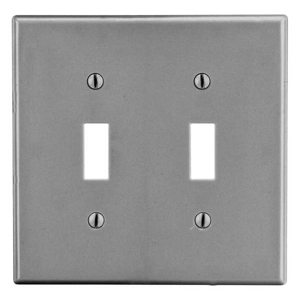 Hubbell Toggle Switch Wall Plate, Number of Gangs 2 Plastic, Smooth