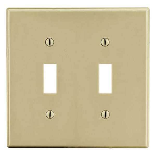 Hubbell Toggle Switch Wall Plate, Number of Gangs 2 Plastic, Smooth