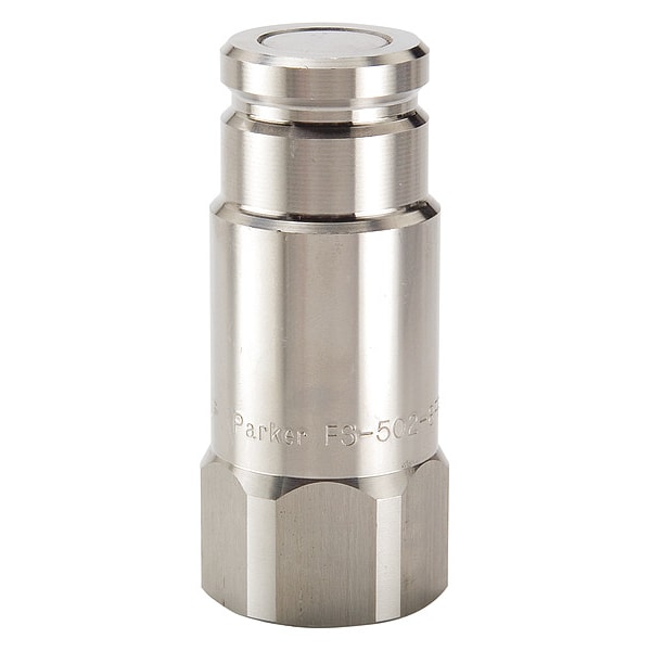 Parker Hydraulic Quick Connect Hose Coupling, 316 Stainless Steel Body, Push-to-Connect Lock, FS Series FS-372-6FP