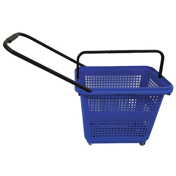 Shopping Basket Rolling Hand Basket, Polypropylene, Blue, Width 15 3/4