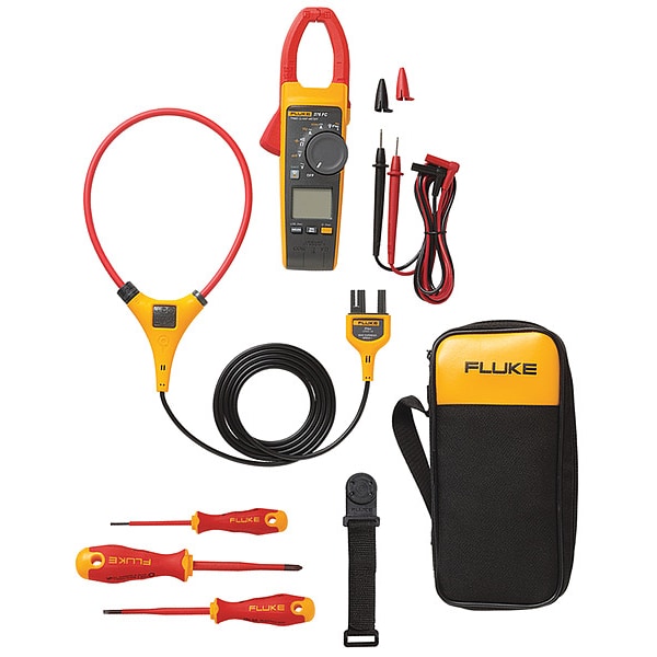 Fluke Clamp Meter Kit, LCD, 1,000 A, 1.3 in (33 mm) Jaw Capacity, CAT