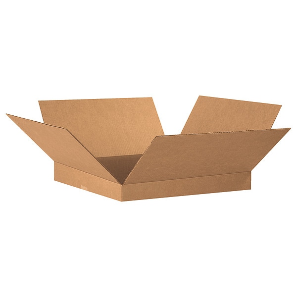 Zoro Select Flat Corrugated Boxes, 20" x 20" x 2", Kraft 55VH60 Zoro