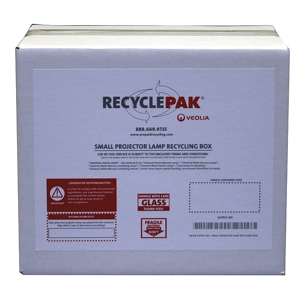 Recyclepak Small Projector Lamp Recycling Box, 9" W Supply353 Zoro