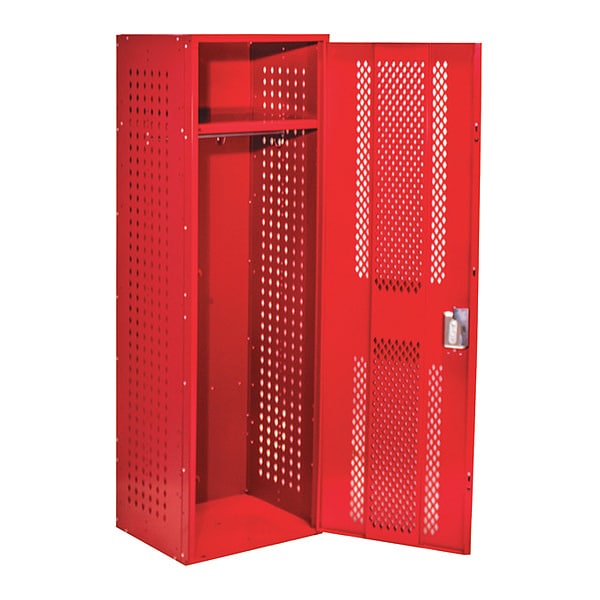 Lyon Gear Locker, (1) Tier, (1) Wide, Steel, Red, Powder Coated Finish, 24 in W, 21 in D, 72 in H YFN5577HDCP