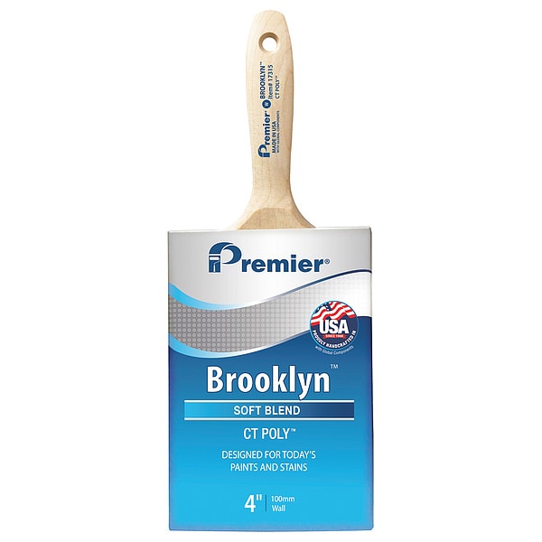 Premier 4" Wall Paint Brush, Polyester Bristle, Hardwood Handle 17315