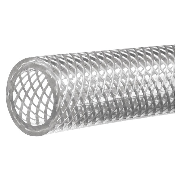 Zoro Select Reinforced Clear PVC Tubing For Food & Beverage, 3/4 in ID x 1 in OD x 100 Ft L, Polyester Braid ZUSA-HT-13 - main