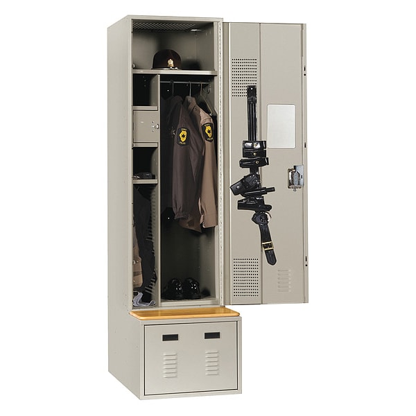 Lyon Gear Locker, (1) Tier, (1) Wide, Steel, Gray, Powder Coated