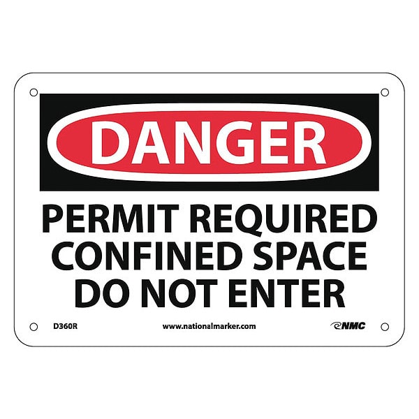 Nmc Danger Confined Space Permit Required Sign, D360R D360R